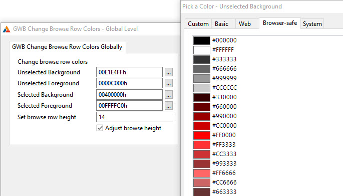 COLOR picker in a template