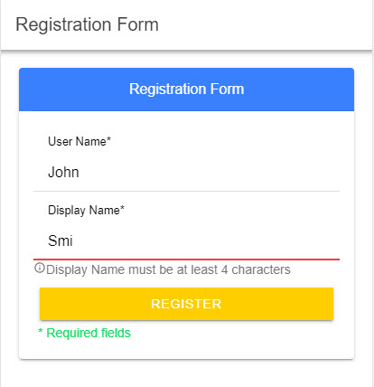 Registration Form with Synchronous Validators