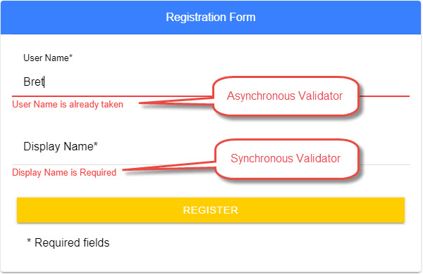 Ionic 4 reactive form with synchronous and asynchronous Validators
